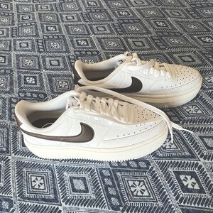 Women’s white with brown Nike Court Vision Alta.